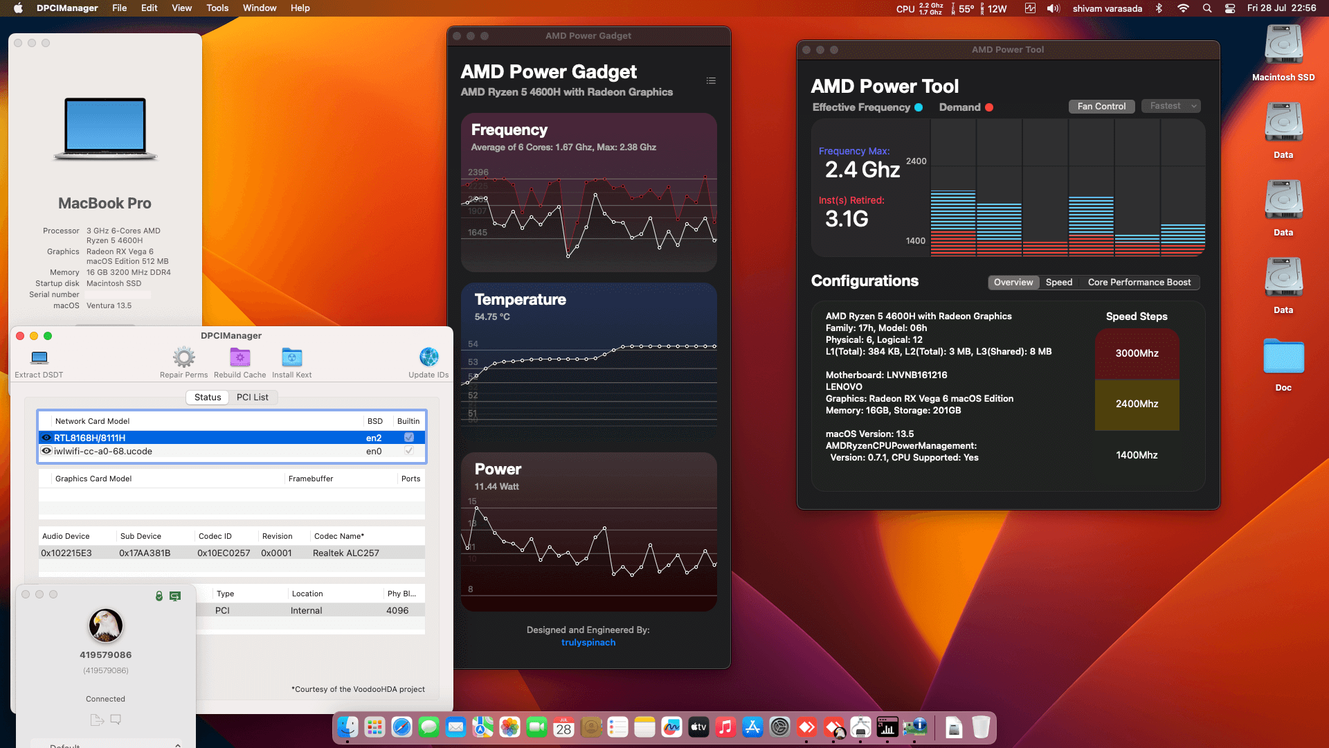 Lenovo Legion 5 15ARH05a [AMD Ryzen 5 4600H + Radeon RX Vega 6 + I2C]   OpenCore 1